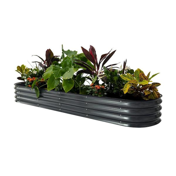 vego garden 11 in. Tall 9 in. 1 Modular Modern Gray Metal Raised Garden Bed Kit