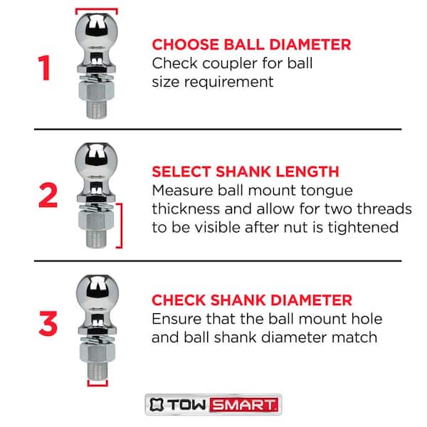 TowSmart Class 3 Up to 8,000 lb. Swap-A-Ball 1-7/8 in., 2 in. and 2-5/16  in. Ball Diameter Adjustable Hitch Ball System 1256 - The Home Depot
