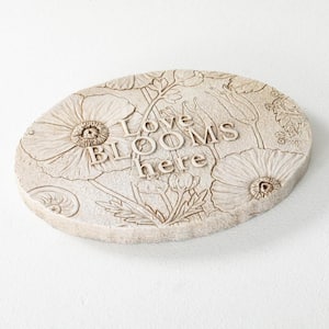 12 in. x 8.75 in. x 1 in. Round Magnesia Love Blooms Stepping Stone