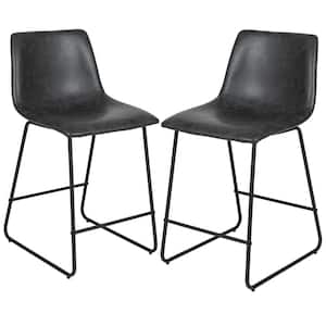 Reagan 24 in. H Faux Leather Counter Height Bar Stools in Gray (Set of 2)