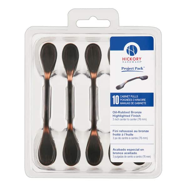 HICKORY HARDWARE Project Pack 3 in. Center-to-Center Metropolis Oil-Rubbed Bronze Cabinet Pulls (10-Pack)