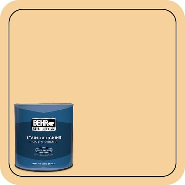 BEHR ULTRA 1 qt. #320C-3 Honey Butter Extra Durable Satin Enamel Interior Paint & Primer