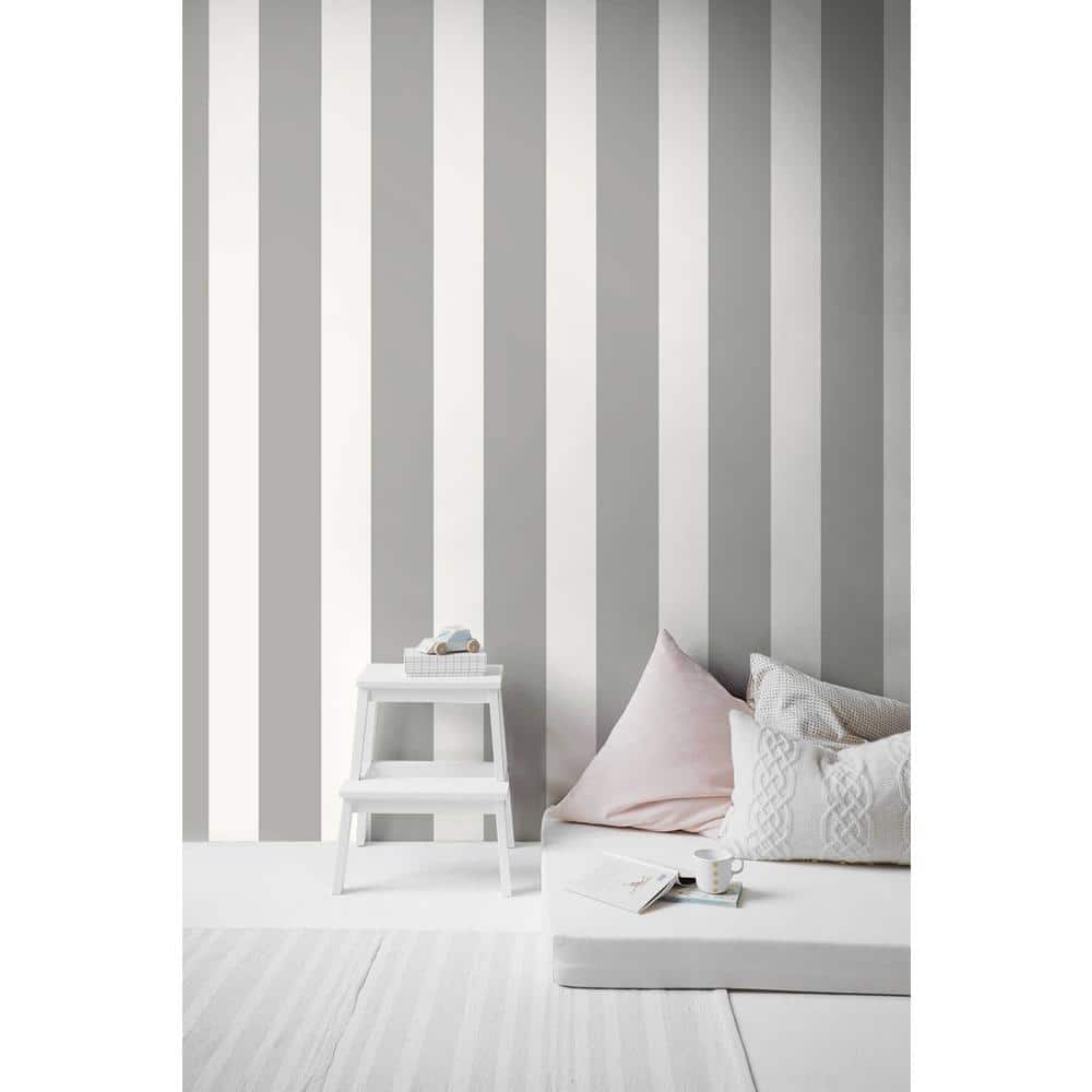 Argos Grey and White Striped Peel & Stick Wallpaper