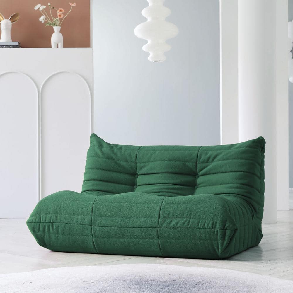 J&E Home 53.15. Green Velvet Modular 2-Seater Lazy Floor Loveseat GD ...