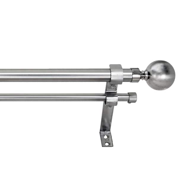 Versailles Home Fashions Imperial 72in - 144in Steel Ball Double Rod in Silver