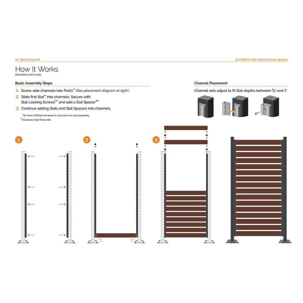72” Galvanized Steel Adjustable Slat Fence Frame Kit