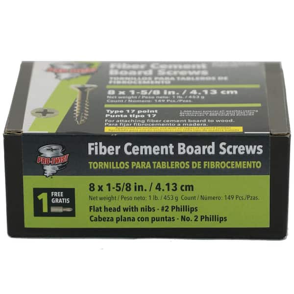 Pro-Twist #8 x 1-5/8 in. Phillips Flat-Head Fiber Cement Board Screw (1 lb. Pack)