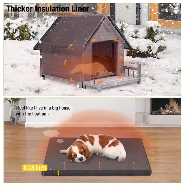 Aivituvin AIR81-IN Insulated Large Dog House with Liner Inside,Iron Frame - Gray