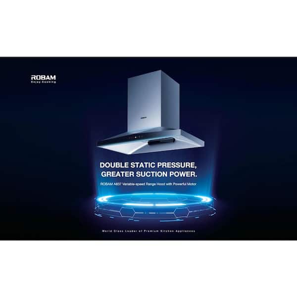 36 in. 1200 CFM Ducted Wall Mount Range Hood in Stainless Steel with High-Pressure DC Motor, Wash-Free Filter