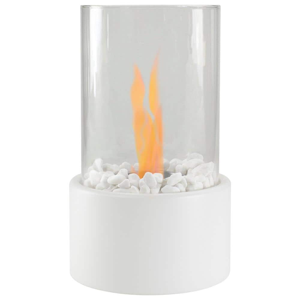 Northlight 10.5 in. Bio Ethanol Round Portable Tabletop Fireplace with White Base -  34808726