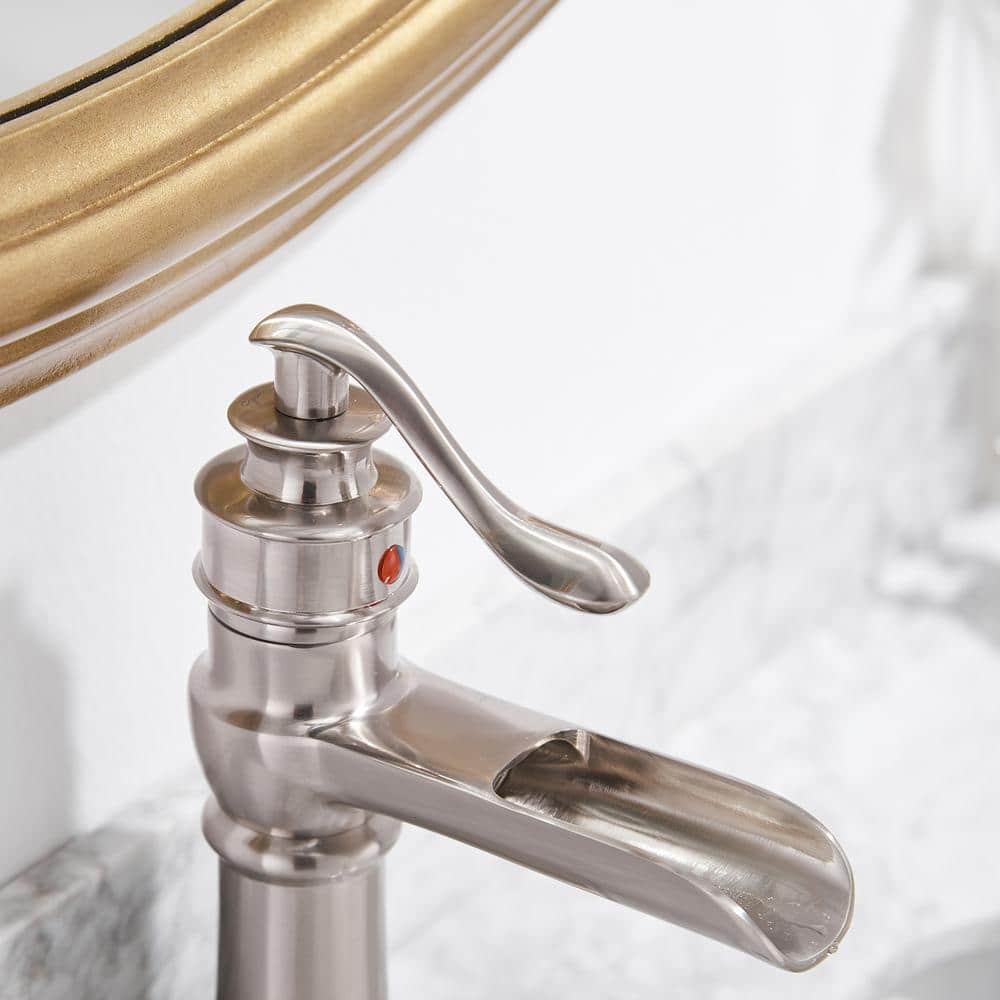 Brushed Nickel Single Handle Waterfall Bathroom Faucet