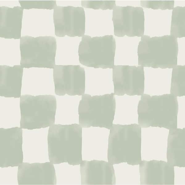 Tess Watercolor Checker Sage Green Peel and Stick Wallpaper