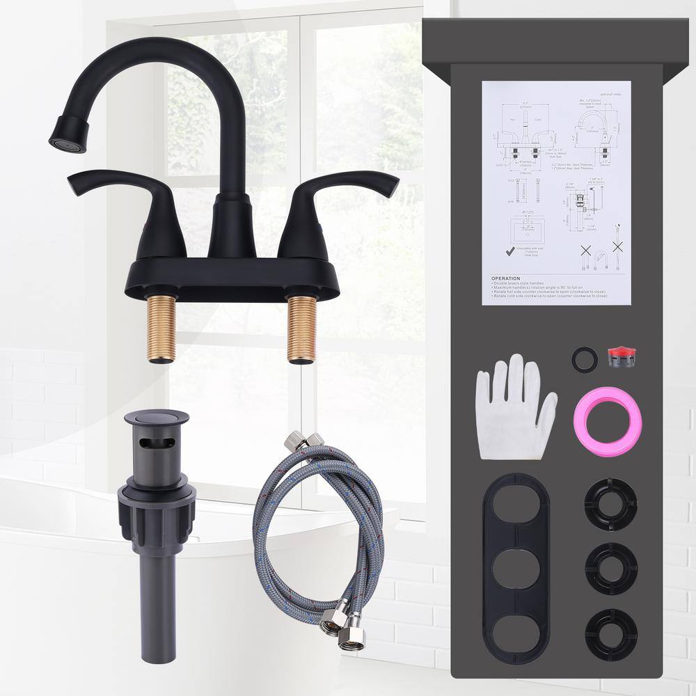 Matte Black High Arc Double Handle Bathroom Faucet