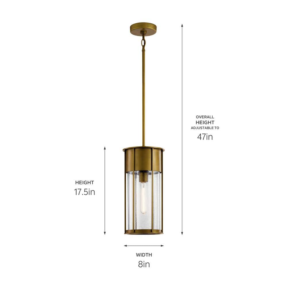 Camillo Natural Brass Outdoor Pendant with Clear Seeded Glass