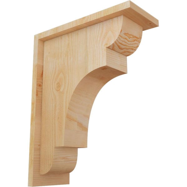 Ekena Millwork 6 in. x 14 in. x 18 in. Douglas Fir New Brighton Rough Sawn Corbel with Backplate