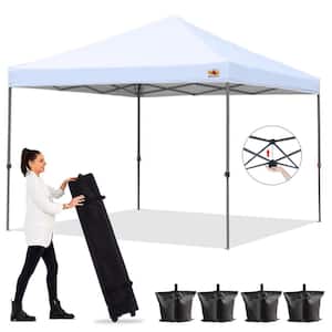 8 ft. x 8 ft. White Instant Easy Pop Up Canopy Tent Outdoor Central Lock-Series