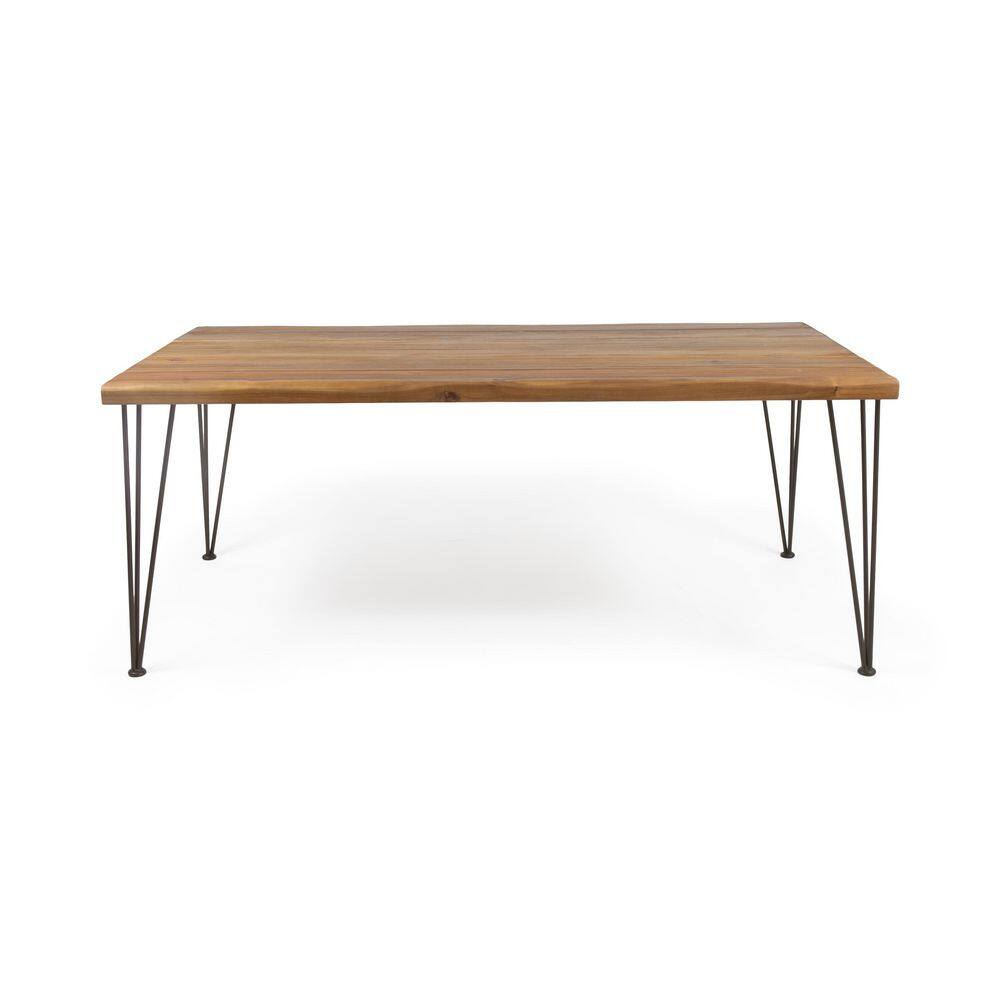 72 in. Outdoor Teak Brown Wood Rectangular Patio Dining Table