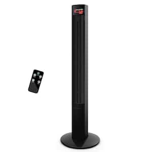 46 in. 3-Speed Bladeless Oscillating Tower Fan in Black with Remote Control and Large LED Display