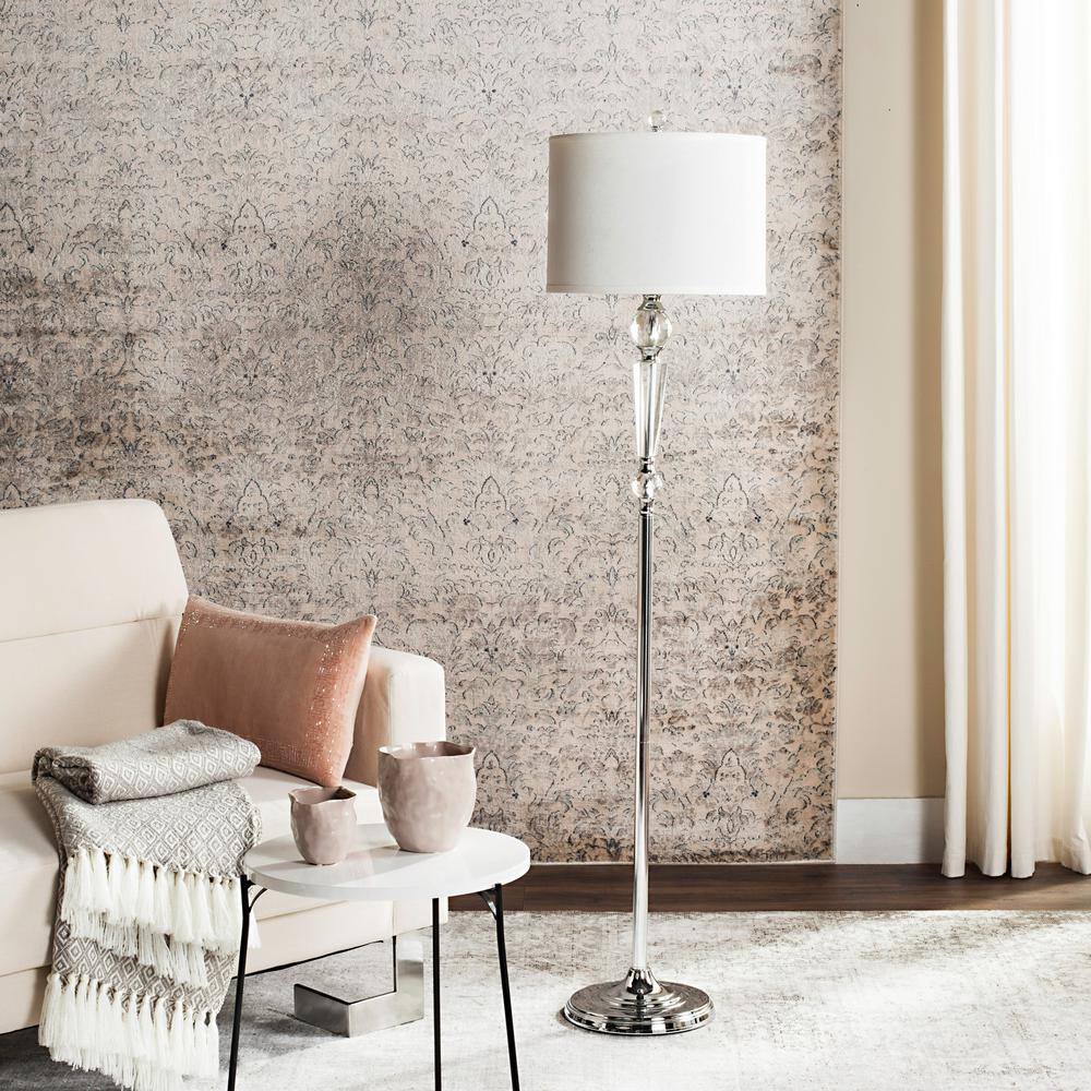 Savannah Crystal-Chrome 60-inch Traditional Floor Lamp with White Shade