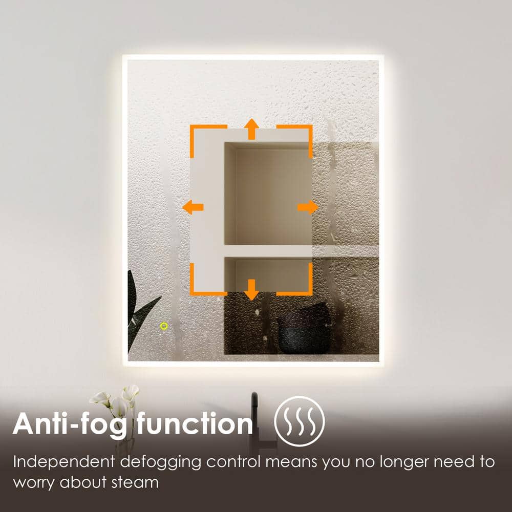 36" x 30" Frameless LED Vanity Mirror with Anti-Fog Technology