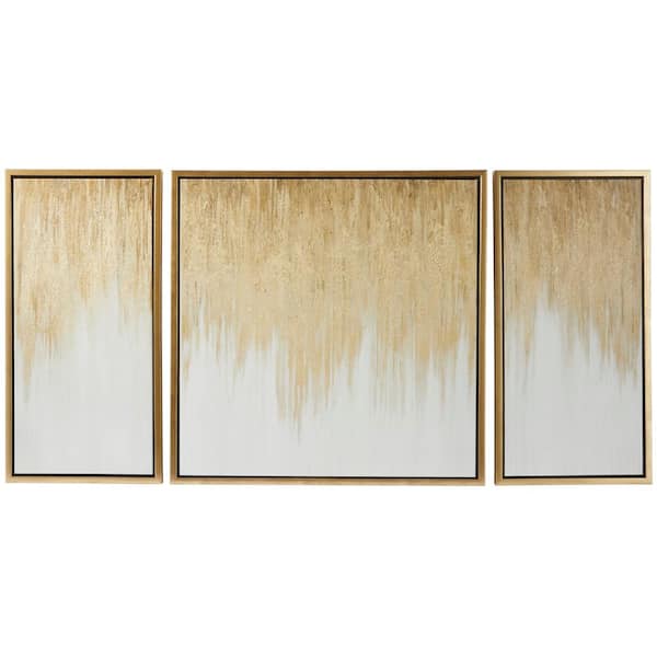 Litton Lane 3- Panel Geode Ombre Framed Wall Art with Gold Frame 32 in. x 32 in.