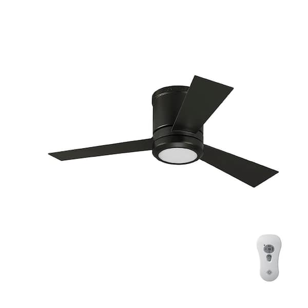 Generation Lighting Clarity II 42 in. Integrated LED Indoor Oil Rubbed Bronze Flush Mount Ceiling Fan with Bronze Blades and Remote Control