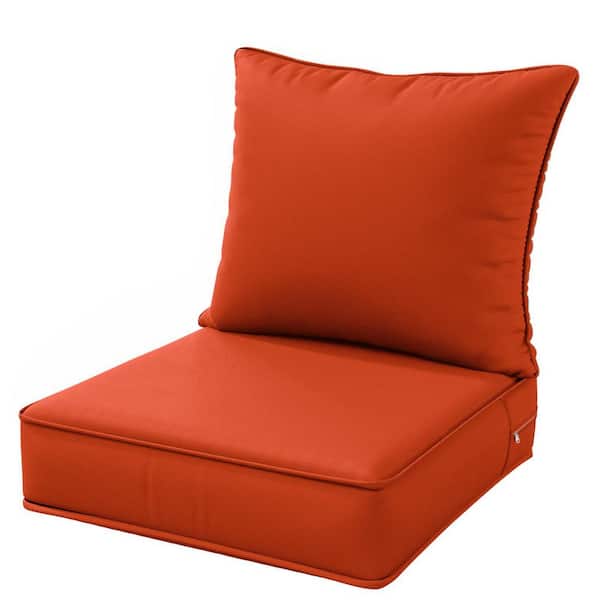 WNP 22 in. x 22 in. x 4 in. Square Outdoor Deep Seating Cushion Set Seat and Back Cushion for Lounge Chair Orange