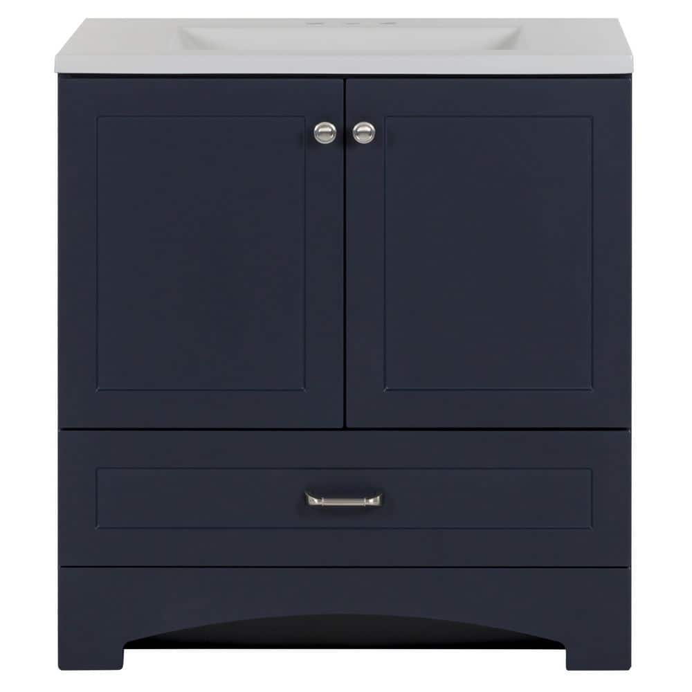 Glacier Bay Lancaster 30 in. W x 19 in. D x 33 in. H Single Sink Bath Vanity in Deep Blue with White Cultured Marble Top -  B30X20316