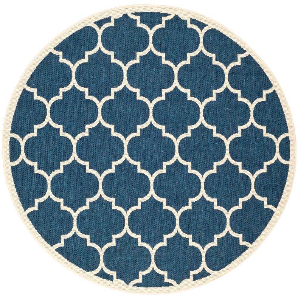 Courtyard Navy/Beige 7 ft. x 7 ft. Round Geometric Indoor/Outdoor Patio  Area Rug price history on PriceWatchPro