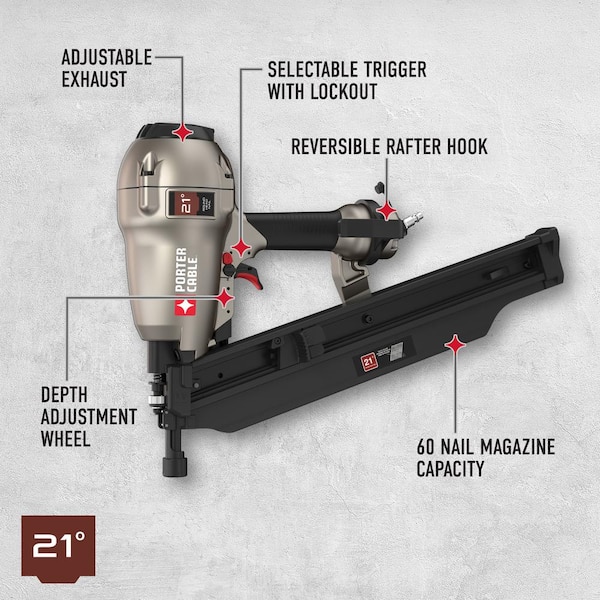 Porter-Cable 21-Degree 3-1/2 in. Full Round Framing Nailer FR350B