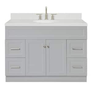 Hamlet 48.25 in. W x 22 in. D x 36 in. H Single Sink Freestanding Bath Vanity in Grey with Carrara White Quartz Top