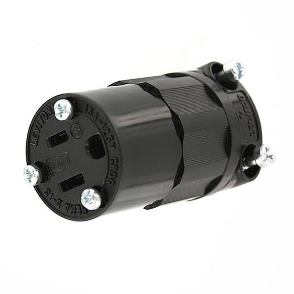Leviton 15 Amp 125-Volt Straight Blade Grounding Connector, Black 5269-CB