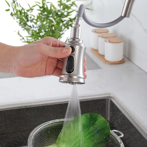 Single Handle Pull Down Sprayer Kitchen Faucet with Touch Sensor in Brushed Nickel