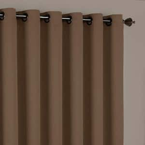 Tricia Espresso Solid Polyester 100 in. W x 84 in. L Room Darkening Pair Rod Pocket Curtain Panel