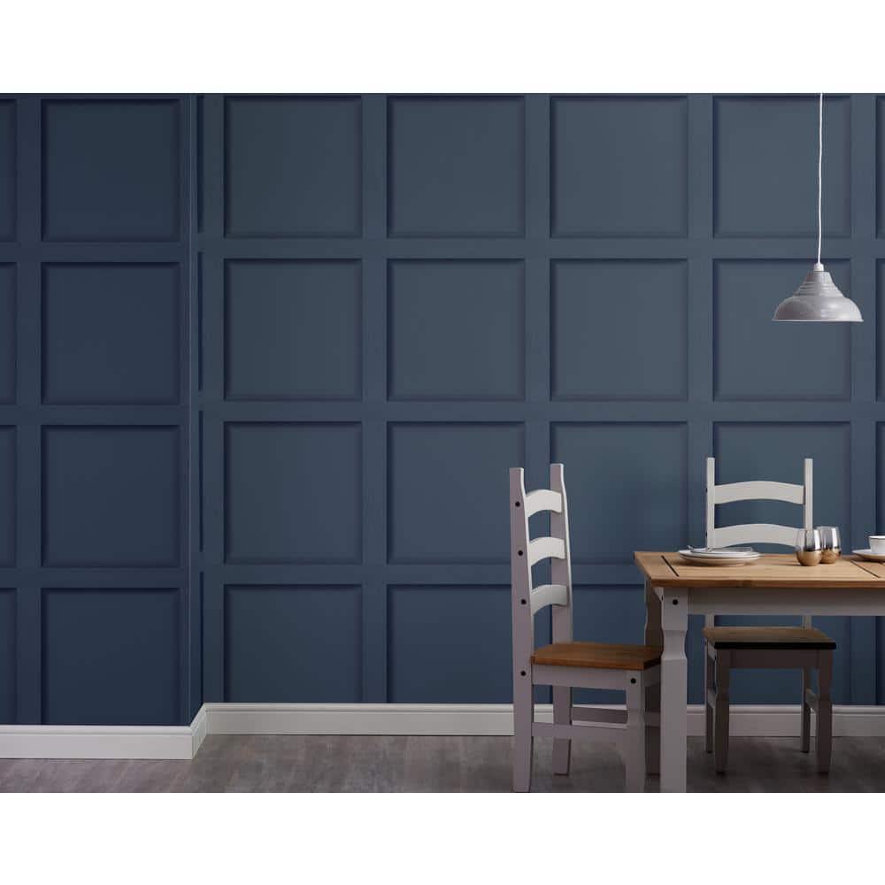 Navy Blue Matte 3D Wood Panel Wallpaper Roll