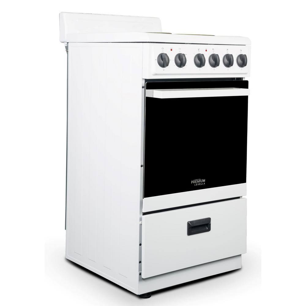 Premium White 20" Freestanding Electric Range with 4 Burners