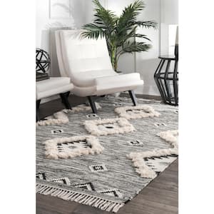 Savannah Moroccan Fringe Black Doormat 3 ft. x 5 ft. Area Rug