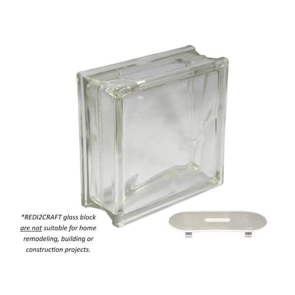 REDI2CRAFT 7.5 in. x 7.5 in. x 3.125 in. Clear Pattern Glass Block for Arts and Crafts (5-Pack)