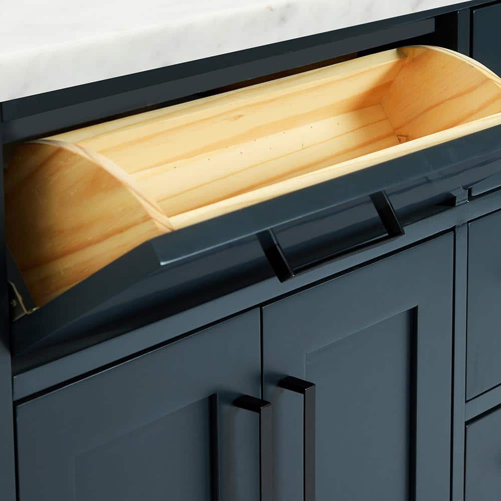 Midnight Blue 61" Freestanding Double Basin Vanity with Marble Top