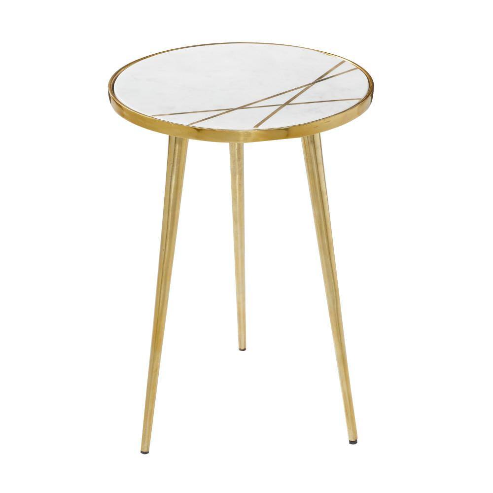 Elegant Round Marble Top Accent Table with Gold Metal Tripod Base