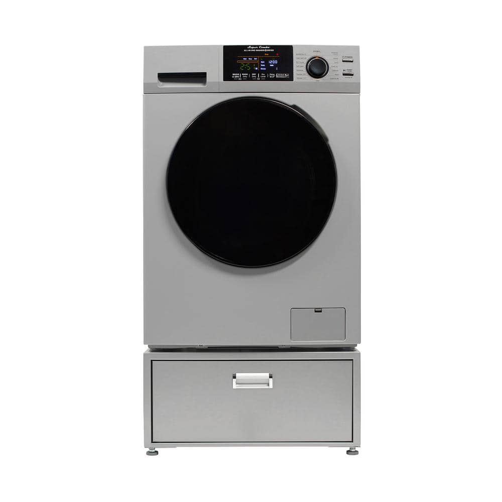 Equator 1.62 cu. ft. 110-Volt Vented/Ventless Sani Washer Dryer Combo Pet Cycle Plus Pedestal in Silver