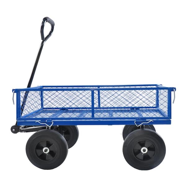 Unbranded 16.74 cu. ft. Metal Wagon Garden Cart, Blue