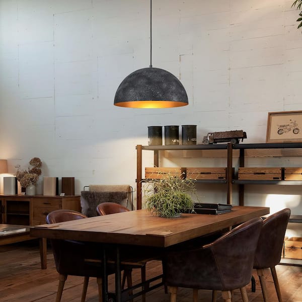 Nathan 1-Light 15.7 in. Black Hanging Kitchen Pendant Light