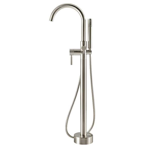 OVE Decors Athena Single-Handle Floor-Mounted Roman Tub Faucet with Hand Shower in Brushed Nickel