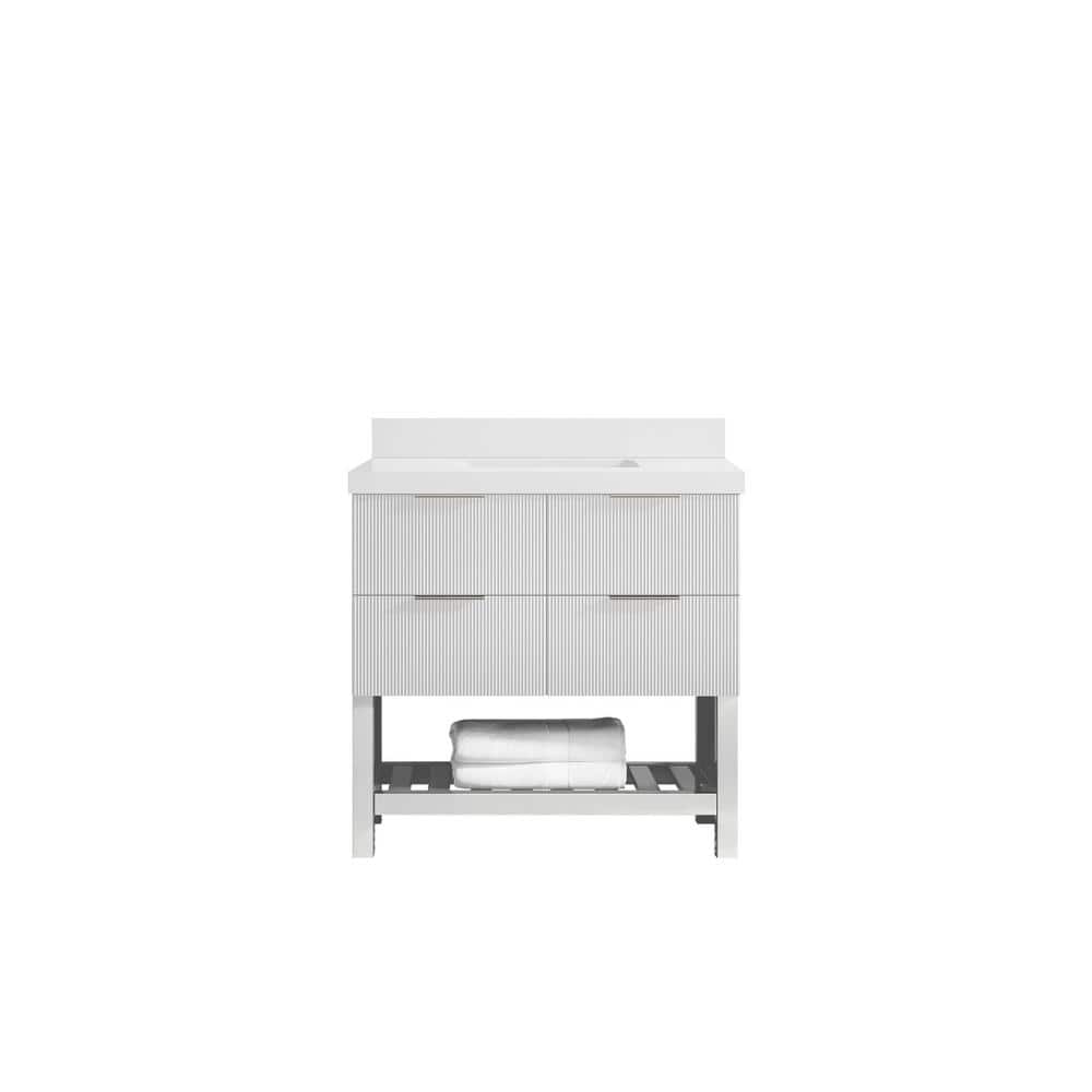 Catalina 36 in. W x 22 in. D x 36 in. H Single Sink Bath Vanity Center in White with 2 in. White Quartz Top price history on PriceWatchPro