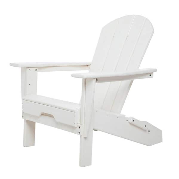 Sudzendf White HDPE Outdoor Patio Adirondack Chair 1-Piece
