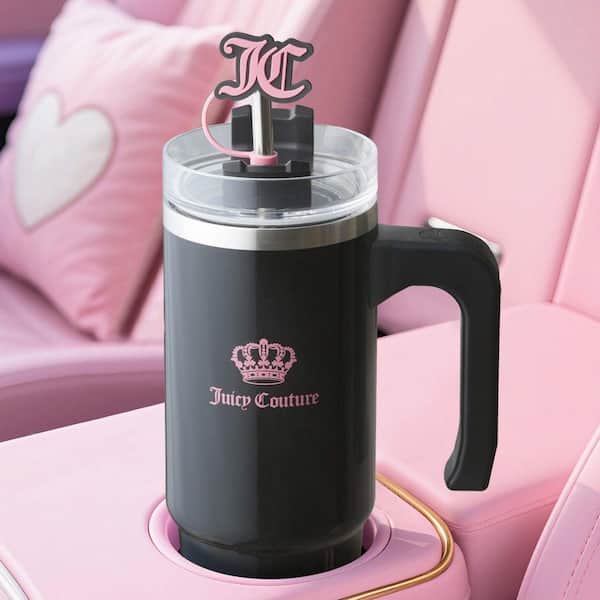 JUICY COUTURE Jetsetter 30 oz. Black Stainless Steel Tumbler with
