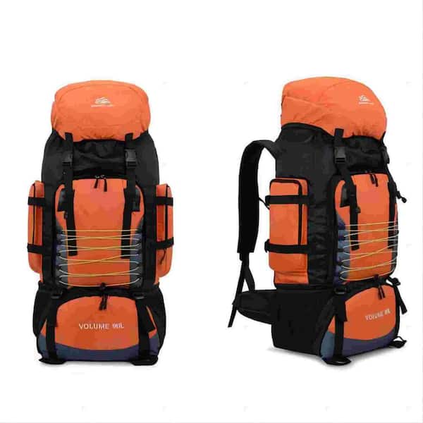 Afoxsos 90L Orange Nylon Camping Backpack Waterproof Travel Bag Hiking Army  Climbing Bag HDDB1363 - The Home Depot