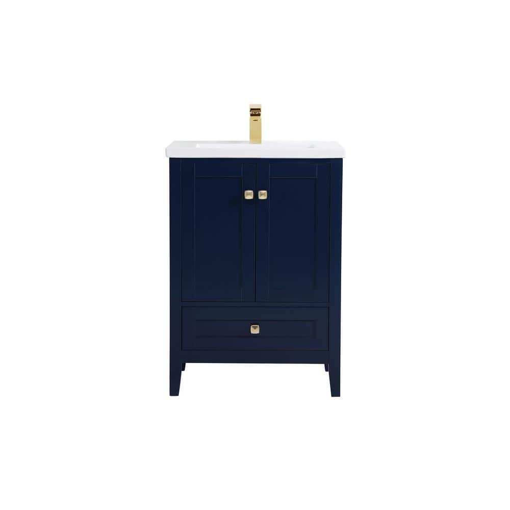 Timeless Home Addison 24 in. W x 18 in. D Single Bathroom Vanity in Blue wi
