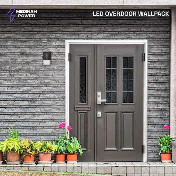 100-Watt Equivalent Integrated LED Bronze Overdoor Wallpack Light, 2000 Lumens, 5000K Daylight, Dusk-to-Dawn